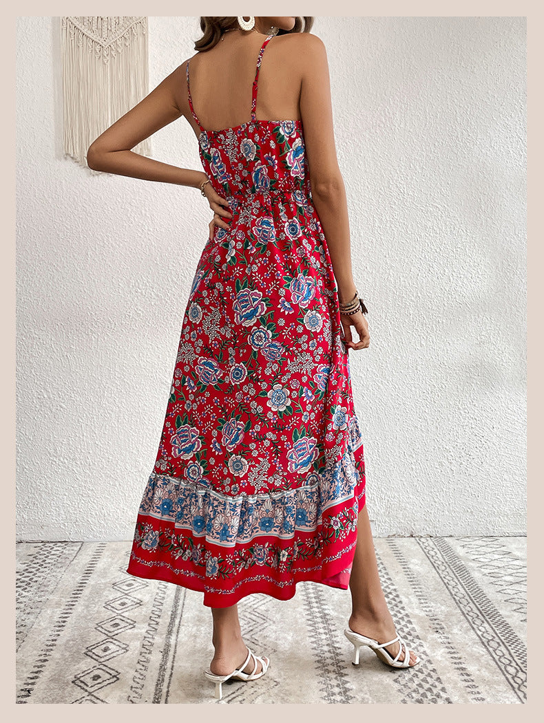 Robe imprimée à bretelles pour femme