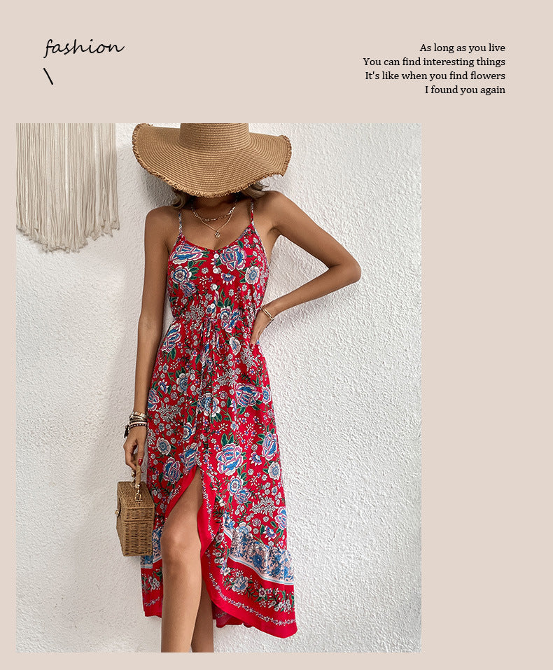 Robe imprimée à bretelles pour femme