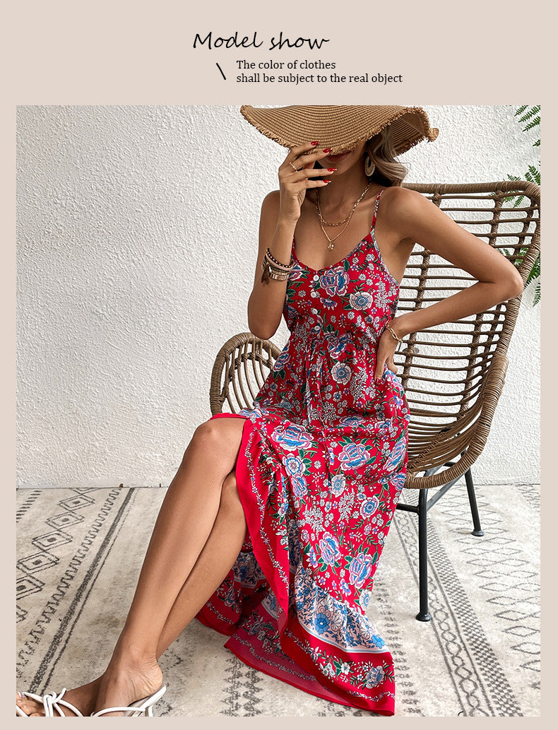 Robe imprimée à bretelles pour femme