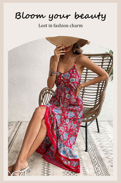 Robe imprimée à bretelles pour femme