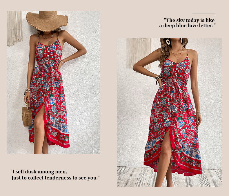 Robe imprimée à bretelles pour femme