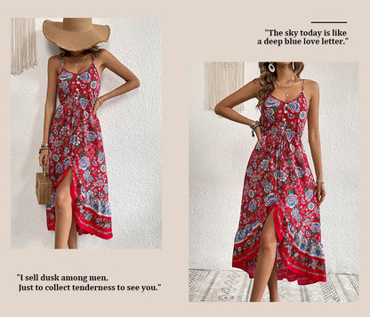 Robe imprimée à bretelles pour femme