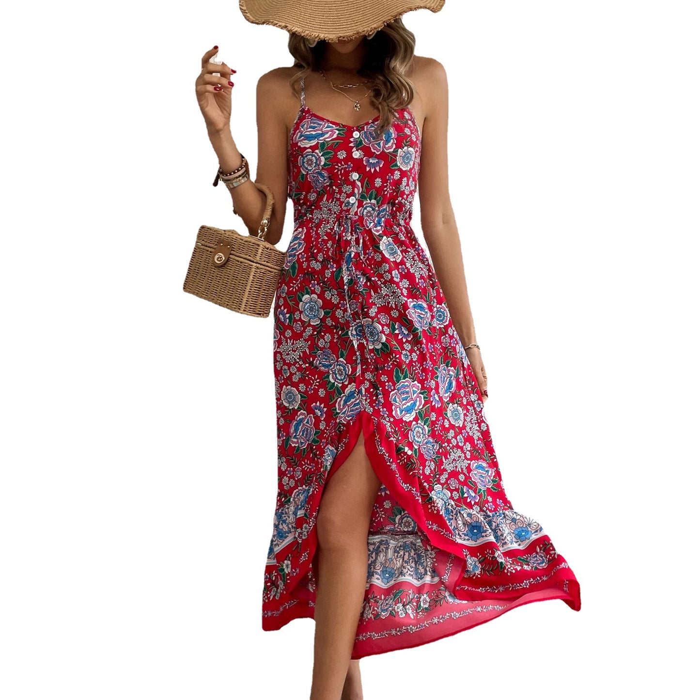 Robe imprimée à bretelles pour femme