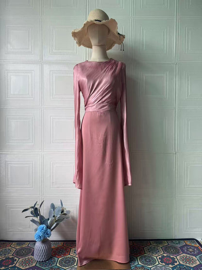 Robe longue à manches longues en polyester pour femme