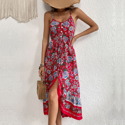 Robe imprimée à bretelles pour femme
