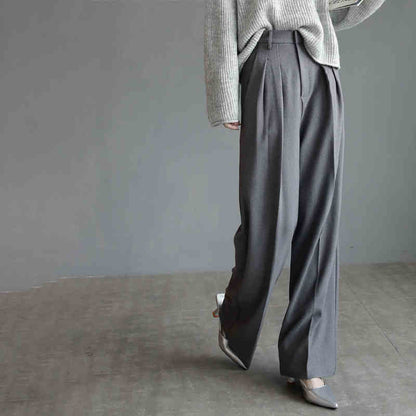 Pantalon de tailleur slim à jambes larges pour femme