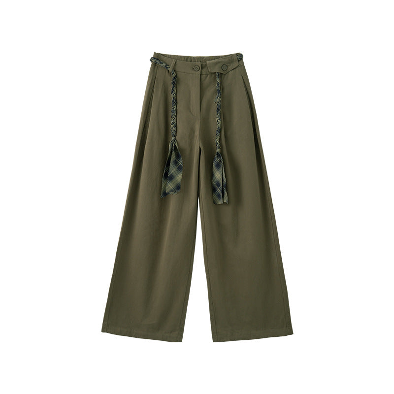 Pantalon large pour femme, coupe droite et ample, taille haute