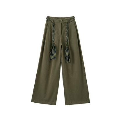 Pantalon large pour femme, coupe droite et ample, taille haute