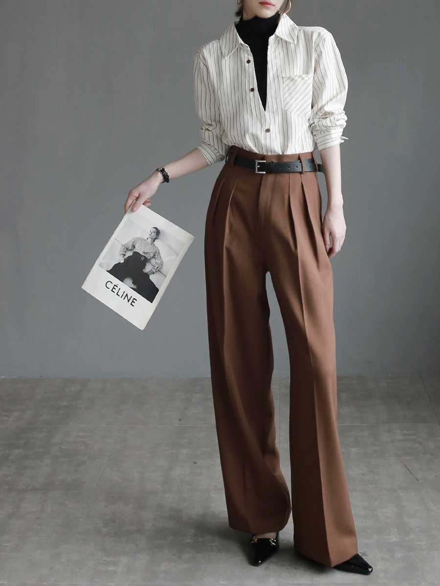 Pantalon de tailleur slim à jambes larges pour femme