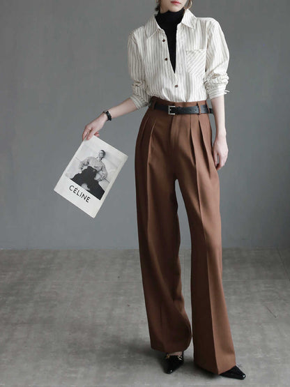 Pantalon de tailleur slim à jambes larges pour femme